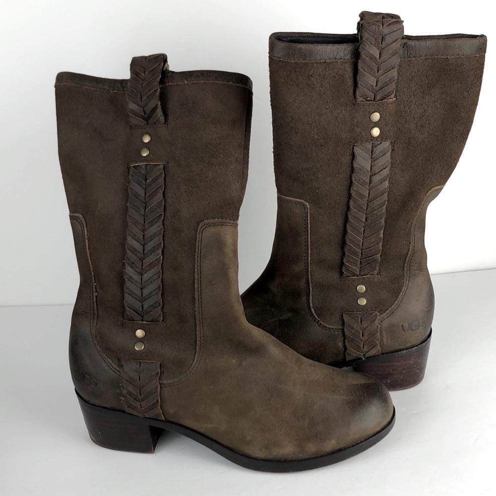 Ugg Jaspan Mid Calf Brown Boots - Picture 3 of 15